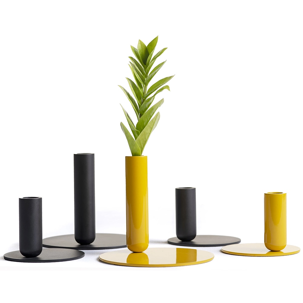 Suport lumanare Creo Tall, 17.7 x 15.2 cm, negru