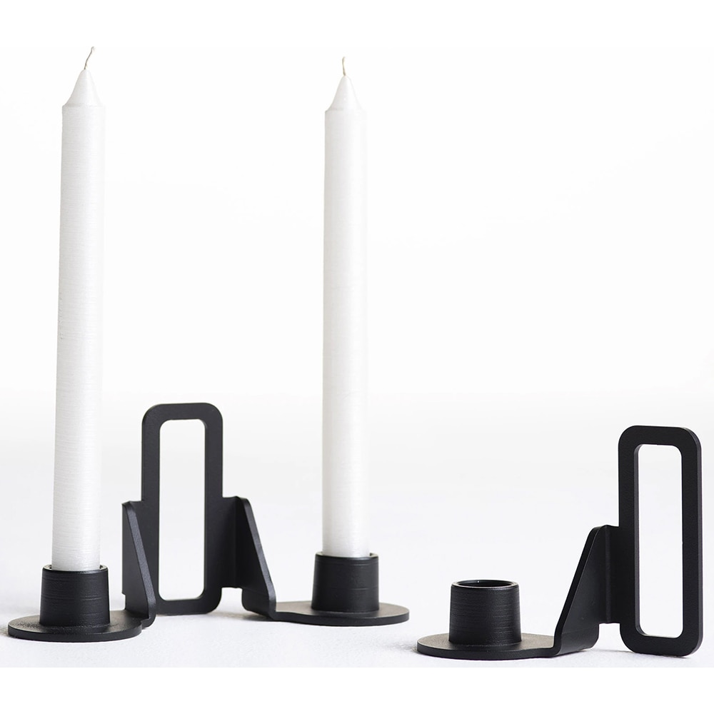 Suport lumanare Reno Double, 20.3 x 7.6 x 10.1 cm, negru