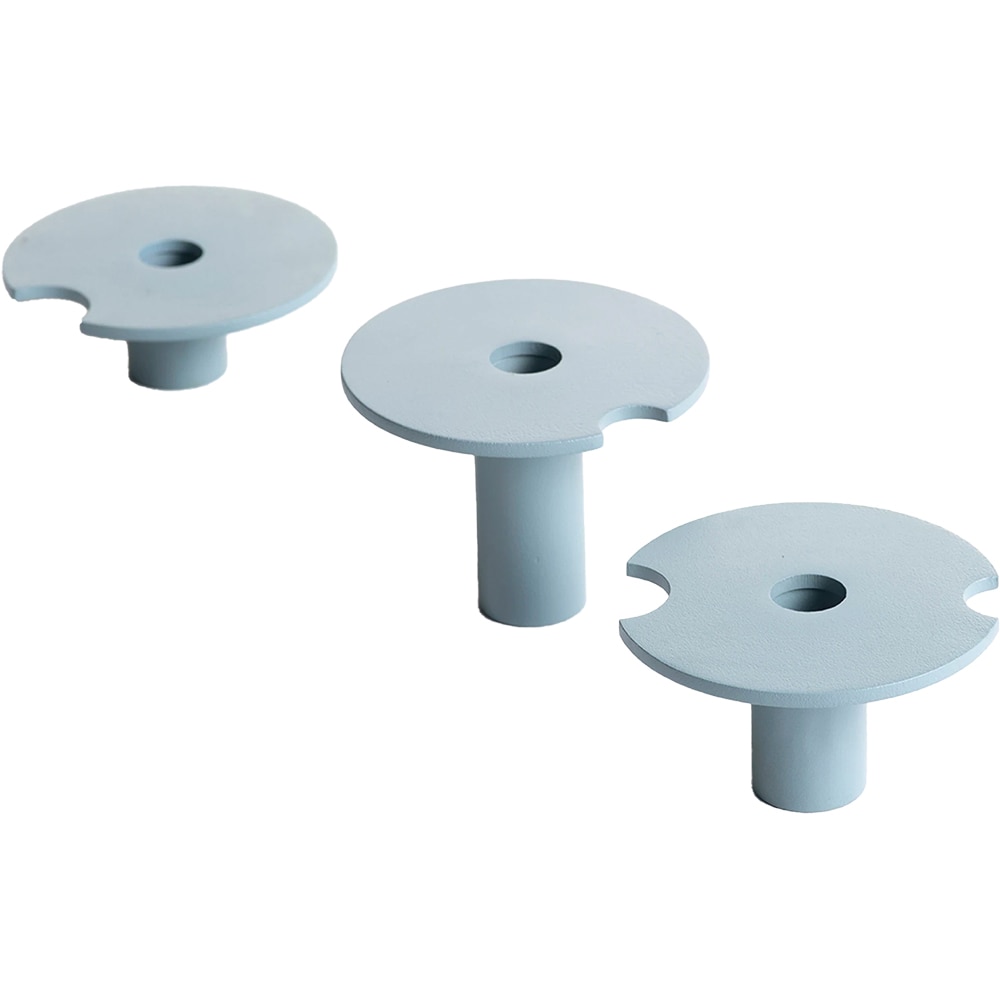 Set 3 suporturi lumanari Tres, 25.4 x 12.7 x 8.8 cm, albastru