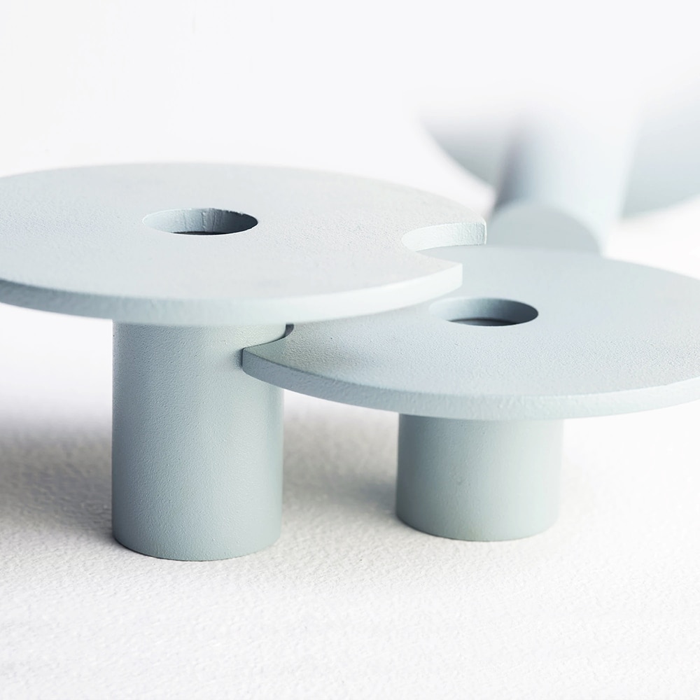 Set 3 suporturi lumanari Tres, 25.4 x 12.7 x 8.8 cm, albastru