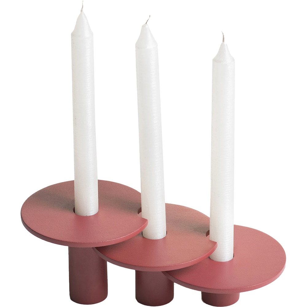 Set 3 suporturi lumanari Tres, 25.4 x 12.7 x 8.8 cm, rosu