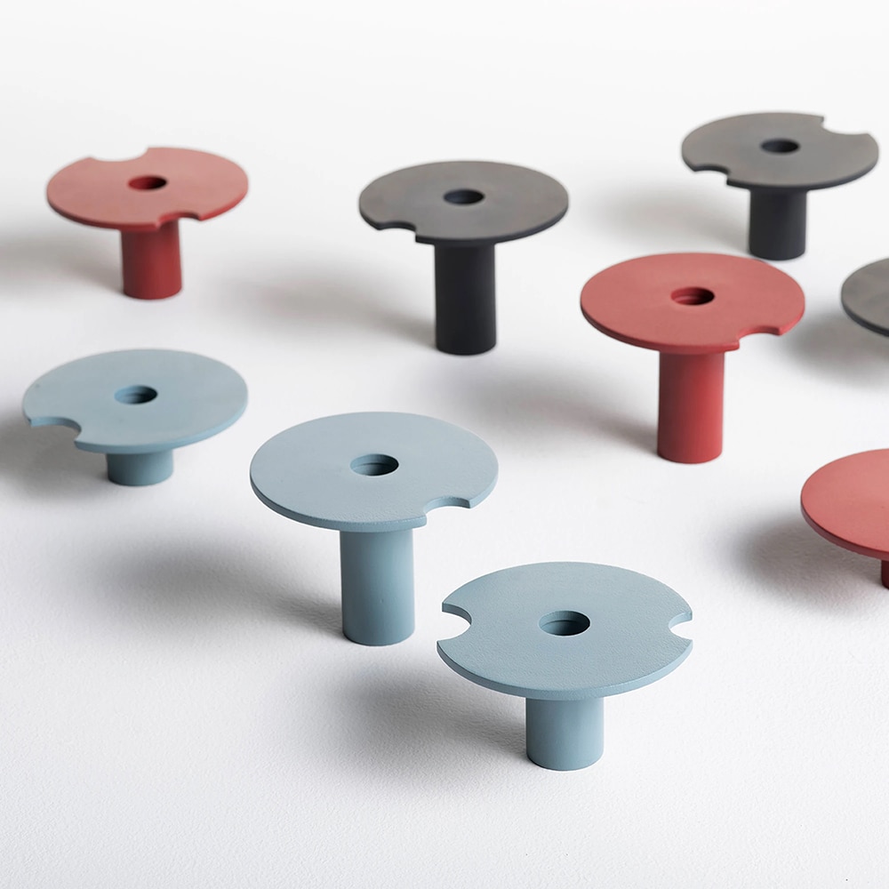 Set 3 suporturi lumanari Tres, 25.4 x 12.7 x 8.8 cm, gri antracit