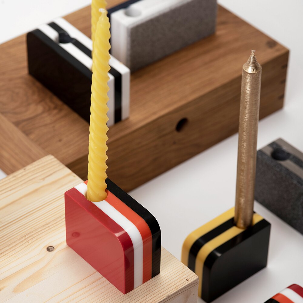 Suport lumanare Mono, 9.4 x 4.5 x 7.1 cm, gri antracit