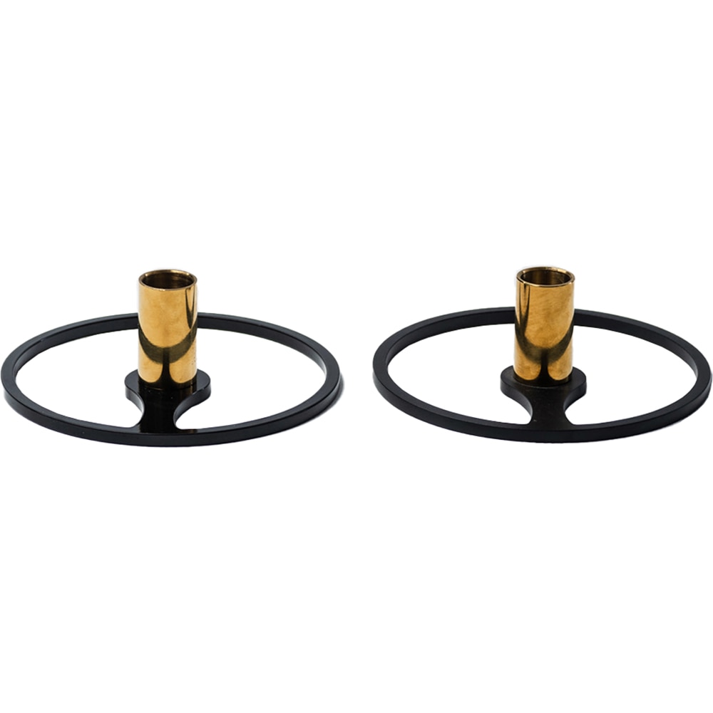 Suport lumanari Kreis, 19.6 x 4.5 x 7.1 cm, negru mat-auriu