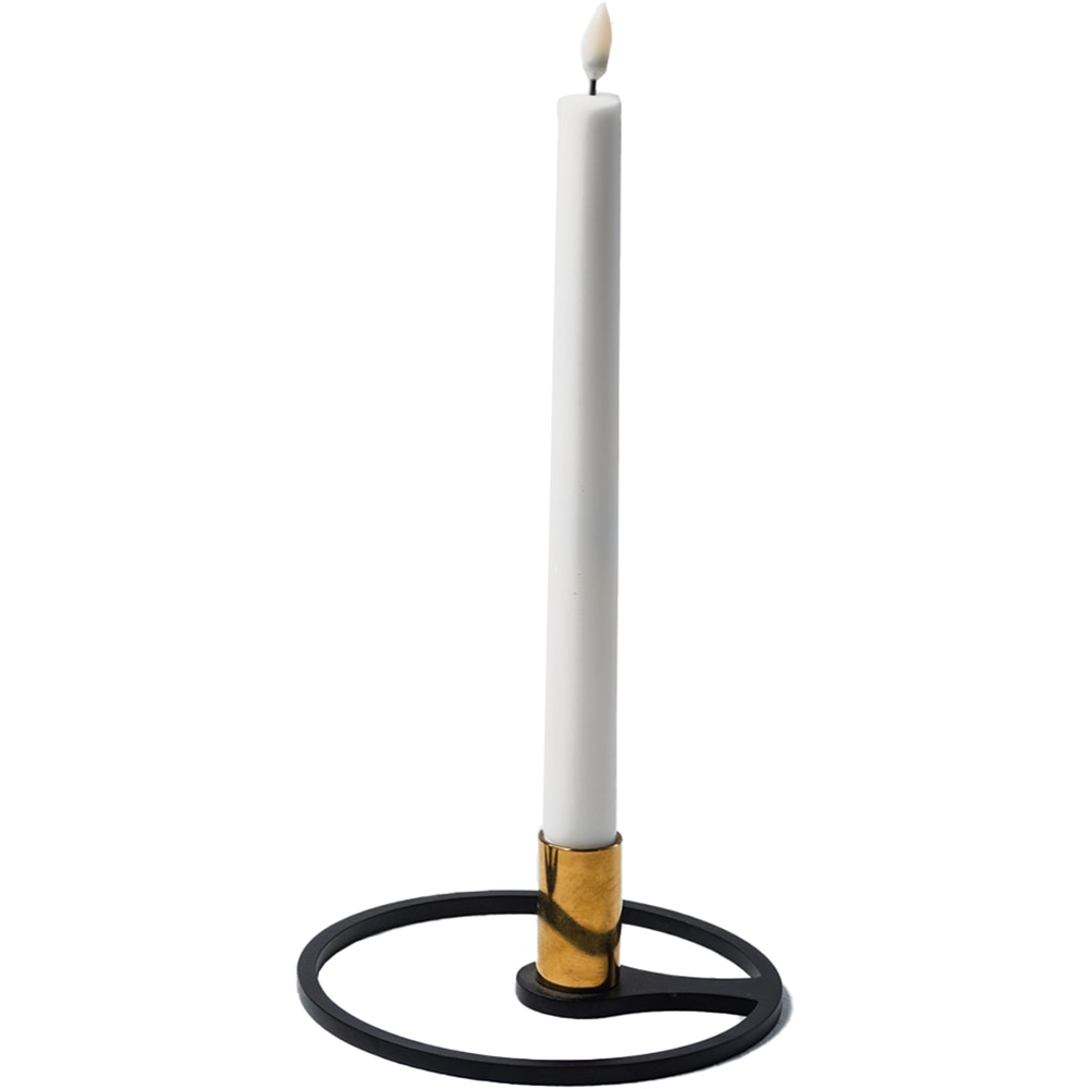 Suport lumanari Kreis, 19.6 x 4.5 x 7.1 cm, negru mat-auriu