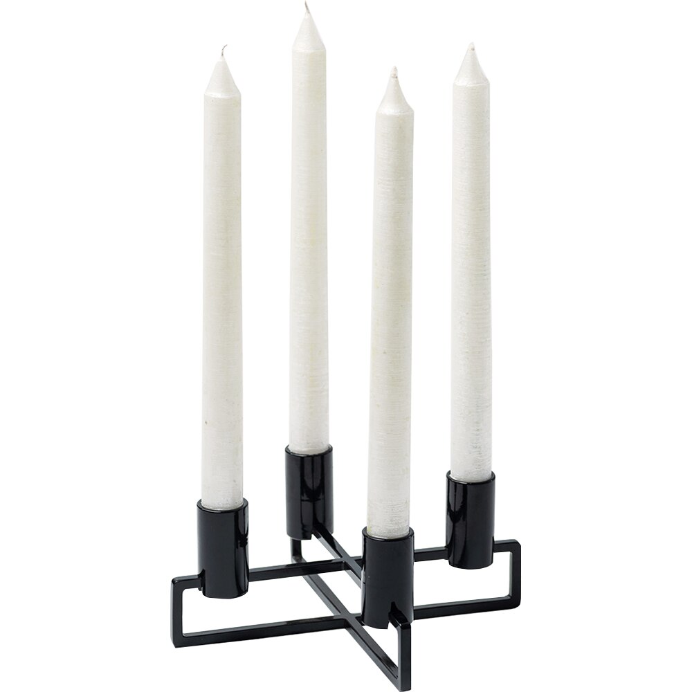 Suport lumanare Cross, 20 x 20 x 7.7 cm, negru