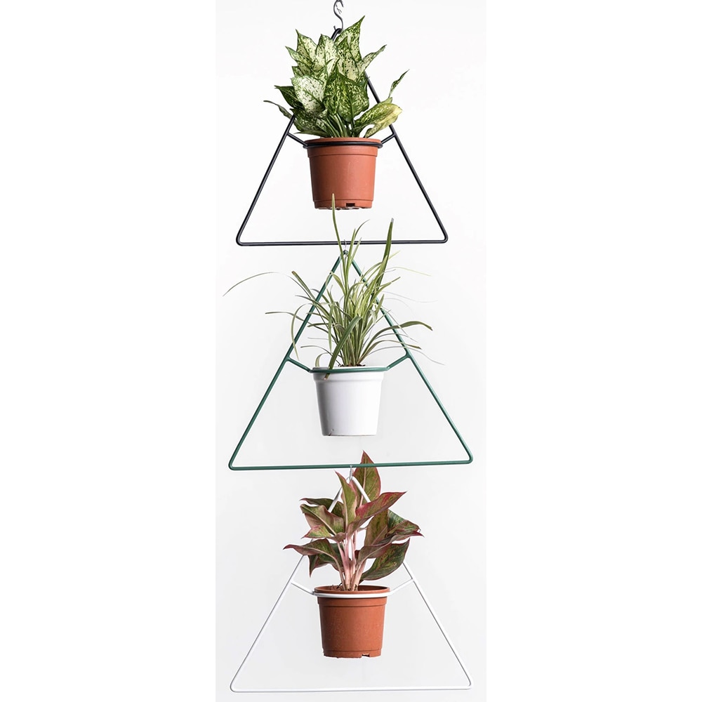 Suport ghiveci flori SPIN Delta, 40 x 12 x 40 cm, negru, 3 bucati