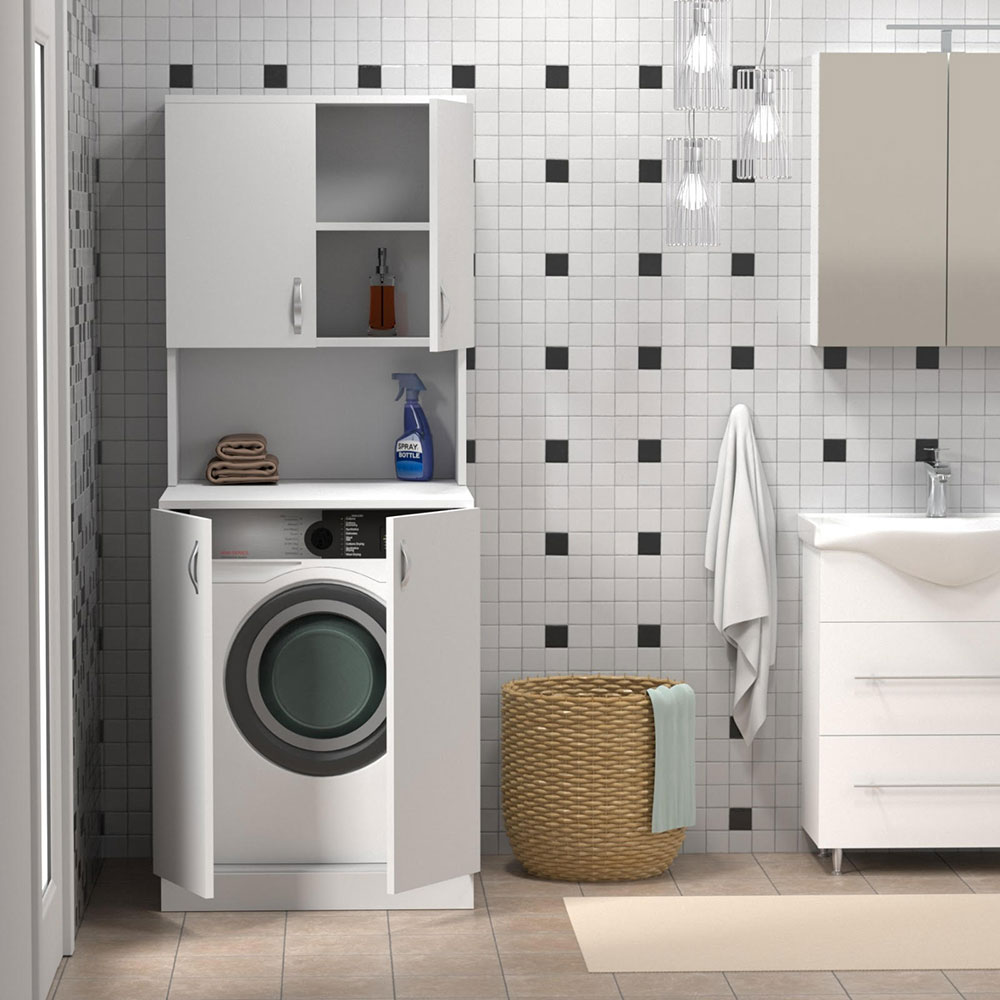 Dulap baie pentru masina de spalat Woodart, 70 x 70 x 180 cm, alb