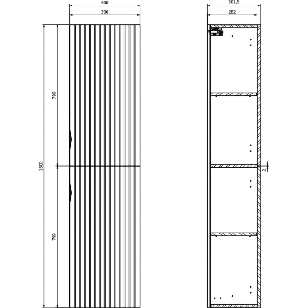 Dulap coloana baie Cersanit Tirso Casmir, 40 x 30.2 x 160 cm, verde fiord