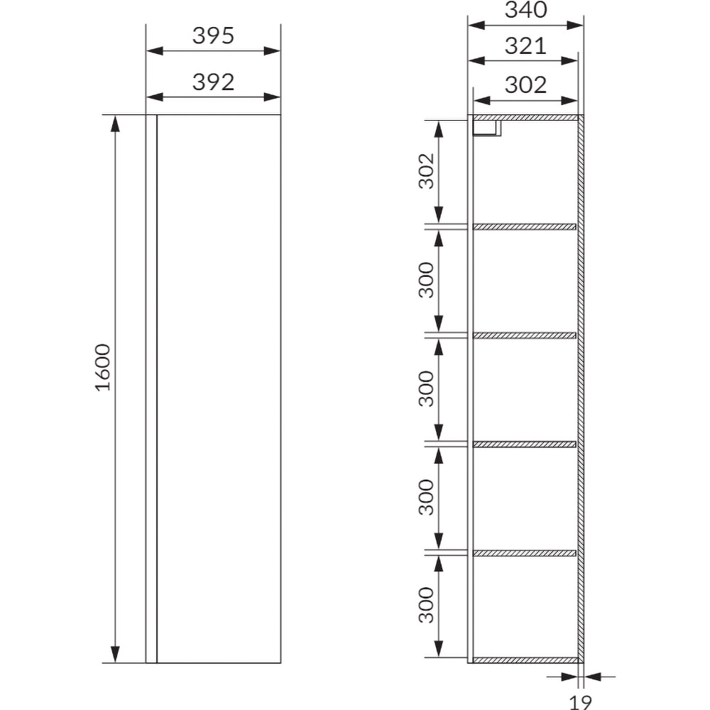 Dulap coloana baie Cersanit Moduo, 39.4 x 34 x 160 cm, antracit