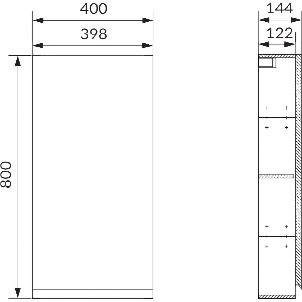 Dulap baie cu oglinda Cersanit Moduo, 40 x 14.4 x 80 cm, antracit