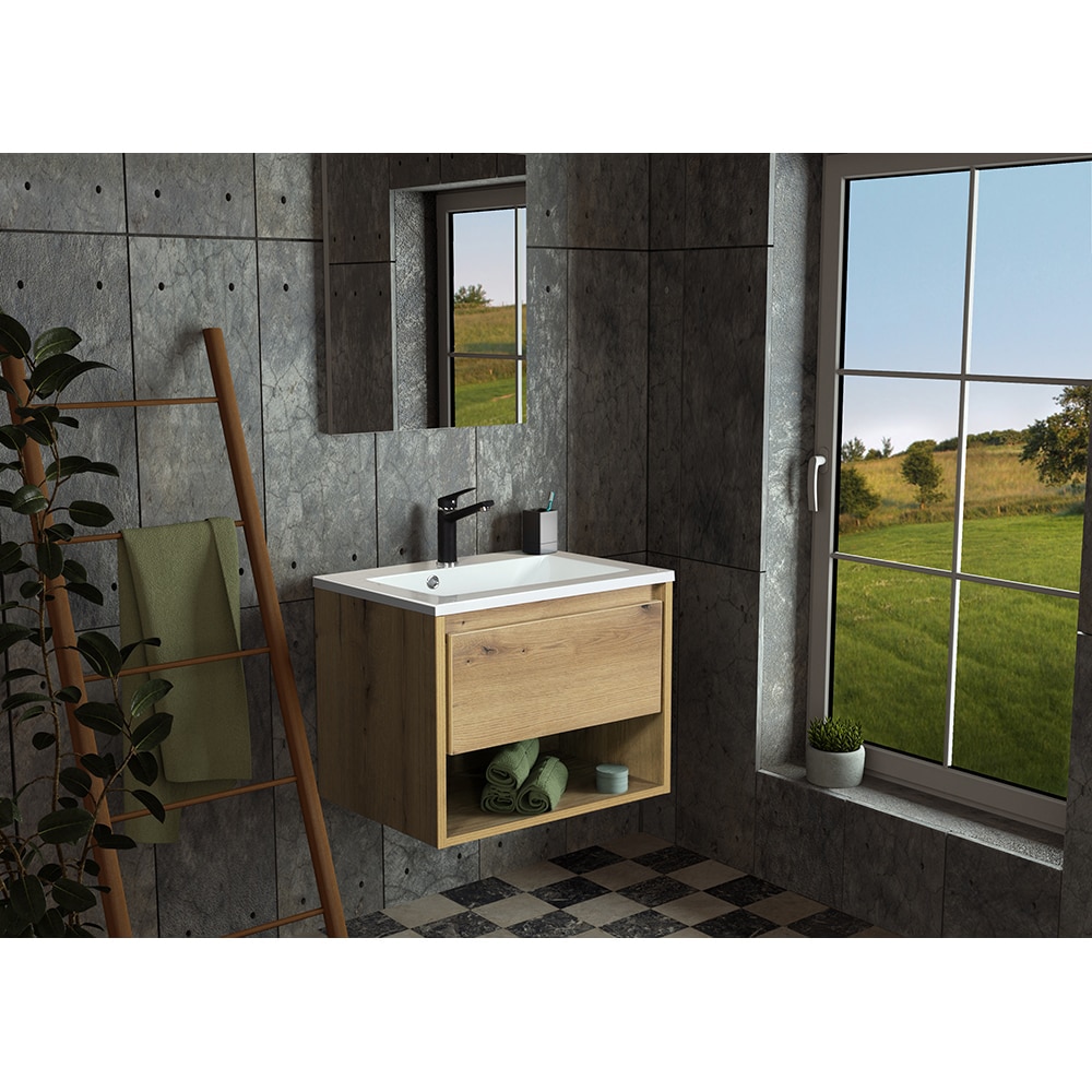 Set masca si lavoar Woodart Esma, 85 x 46 x 50 cm, stejar antichizat