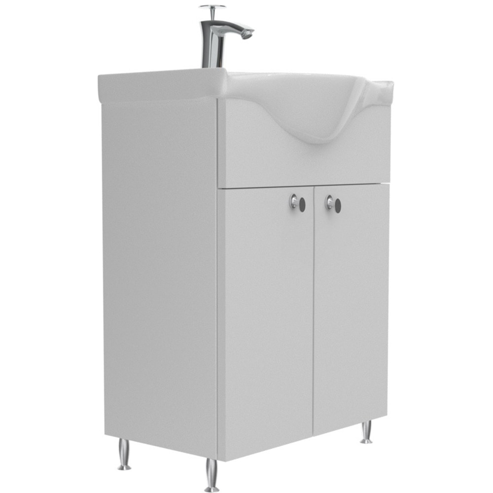 Set masca si lavoar Woodart Easy, 55 x 35 x 80 cm, alb