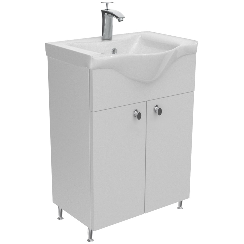 Set masca si lavoar Woodart Easy, 65 x 35 x 80 cm, alb