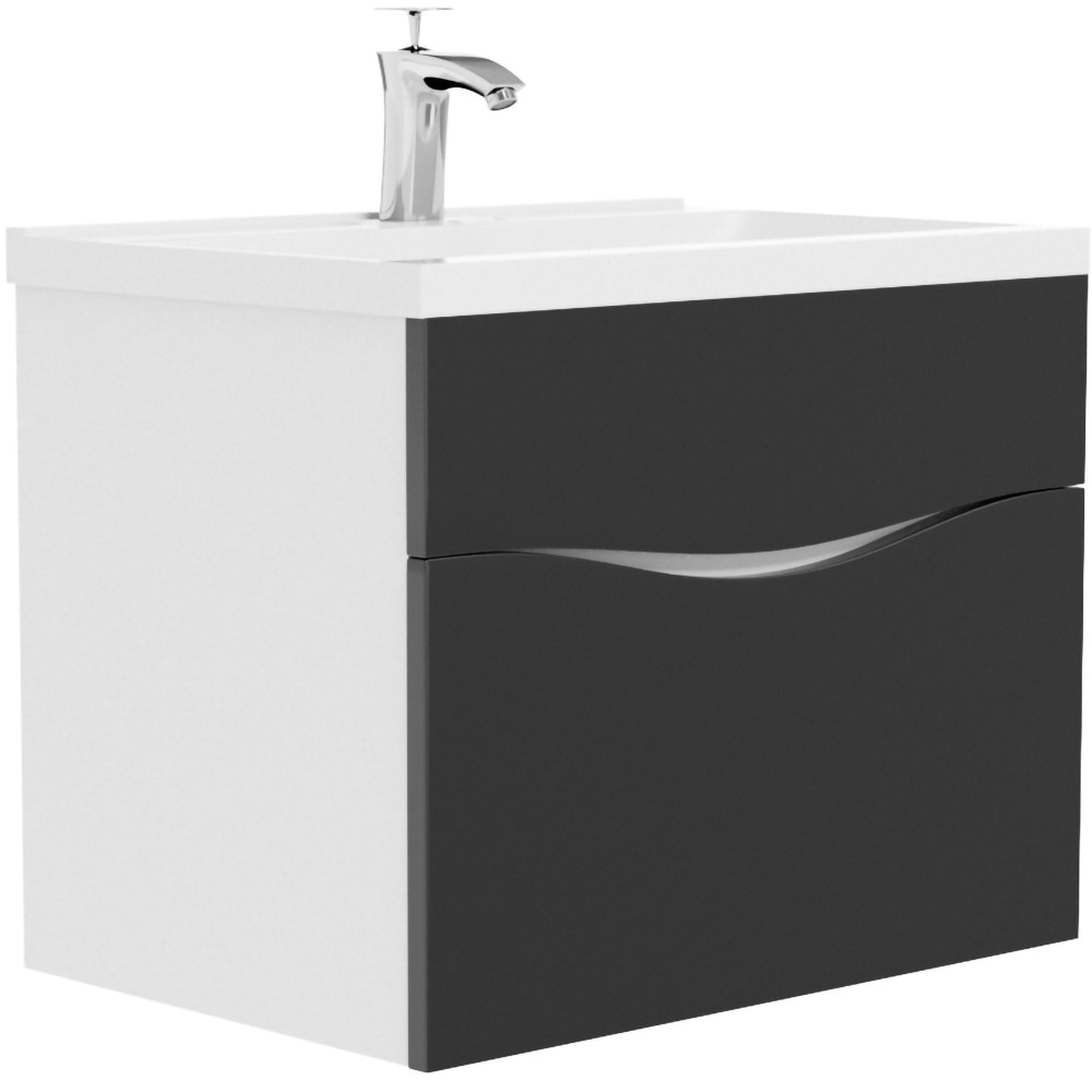 Set masca si lavoar Woodart Vola, 65 x 46 x 55 cm, negru mat