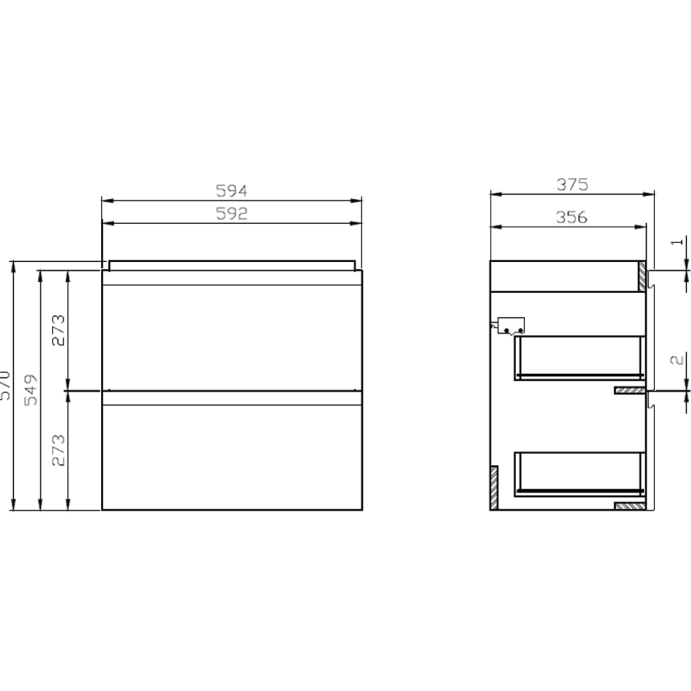 Set masca si lavoar Cersanit Moduo Slim, 60 x 37.5 x 57 cm, alb