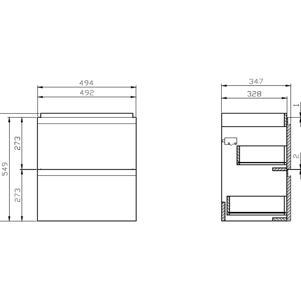 Set masca si lavoar Cersanit Moduo SLM, 49.5 x 34.5 x 62 cm, gri