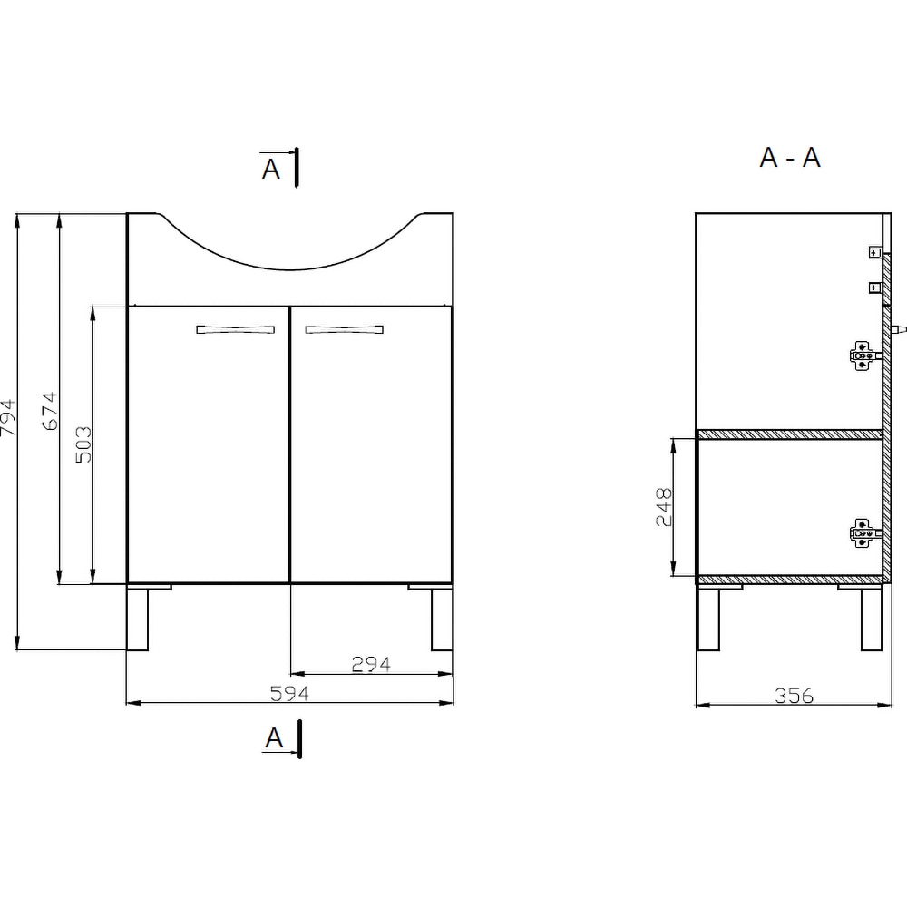 Set masca si lavoar Cersanit Sati Emilia, 59.4 x 35.6 x 79.4 cm, alb