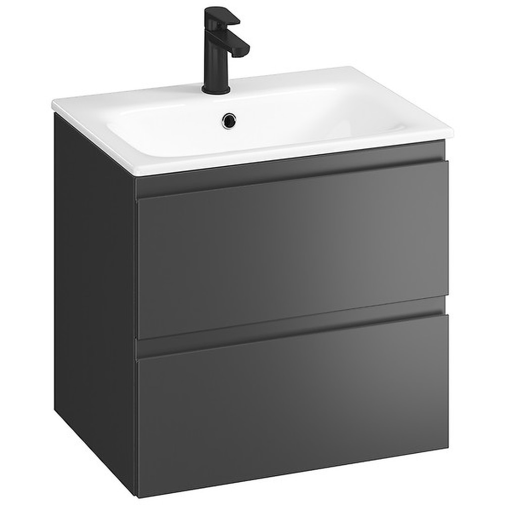 Set masca si lavoar Cersanit Moduo, 59.5 x 44.7 x 57 cm, antracit