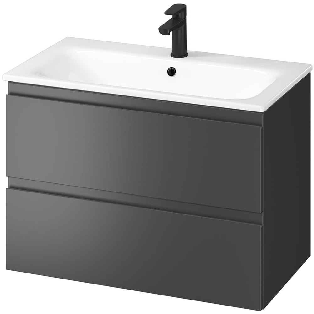 Set masca si lavoar Cersanit Moduo, 79.5 x 44.7 x 62 cm, antracit