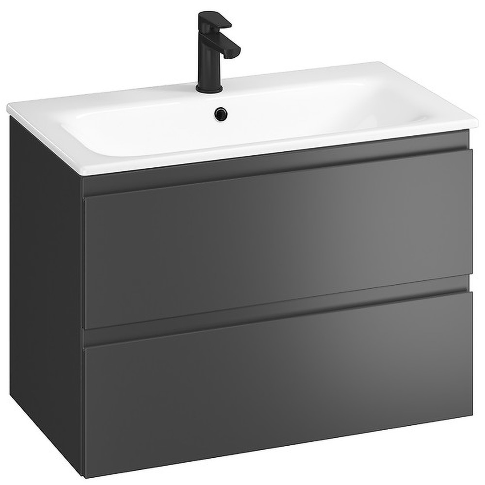 Set masca si lavoar Cersanit Moduo, 79.5 x 44.7 x 62 cm, antracit