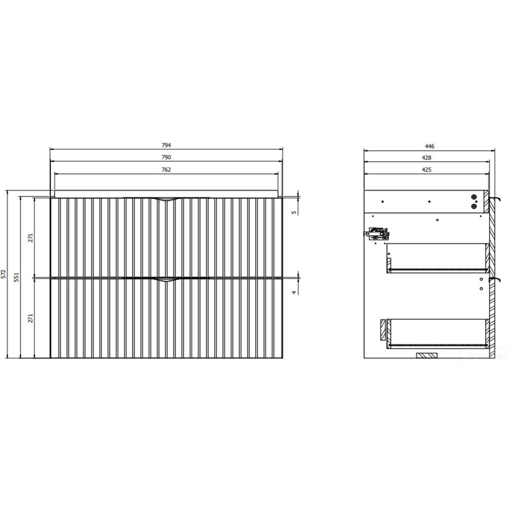 Set masca si lavoar Cersanit Tirso Casmir, 79.4 x 44.7 x 57.2 cm, verde fiord