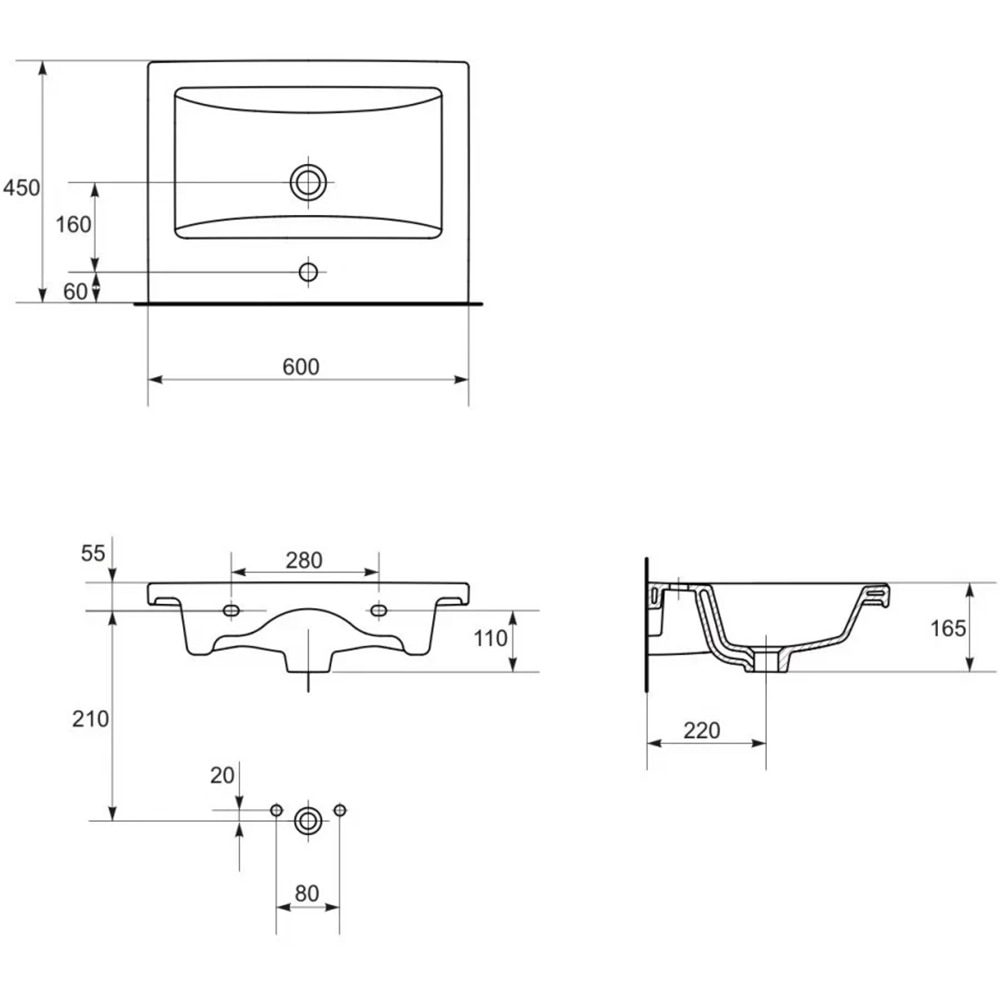Set masca si lavoar Cersanit Tirso Casmir, 59.4 x 44.6 x 57.2 cm, bej