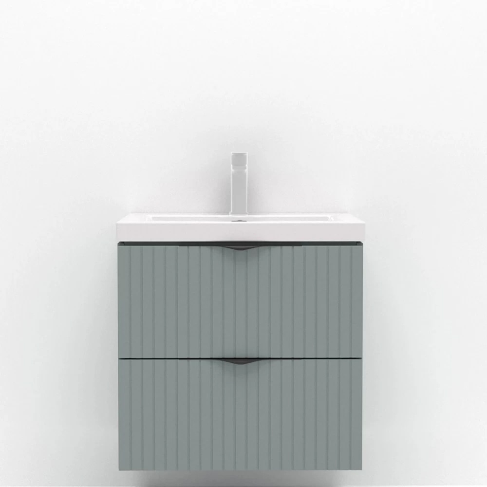 Set masca si lavoar Cersanit Tirso Casmir, 59.4 x 44.6 x 57.2 cm, verde fiord