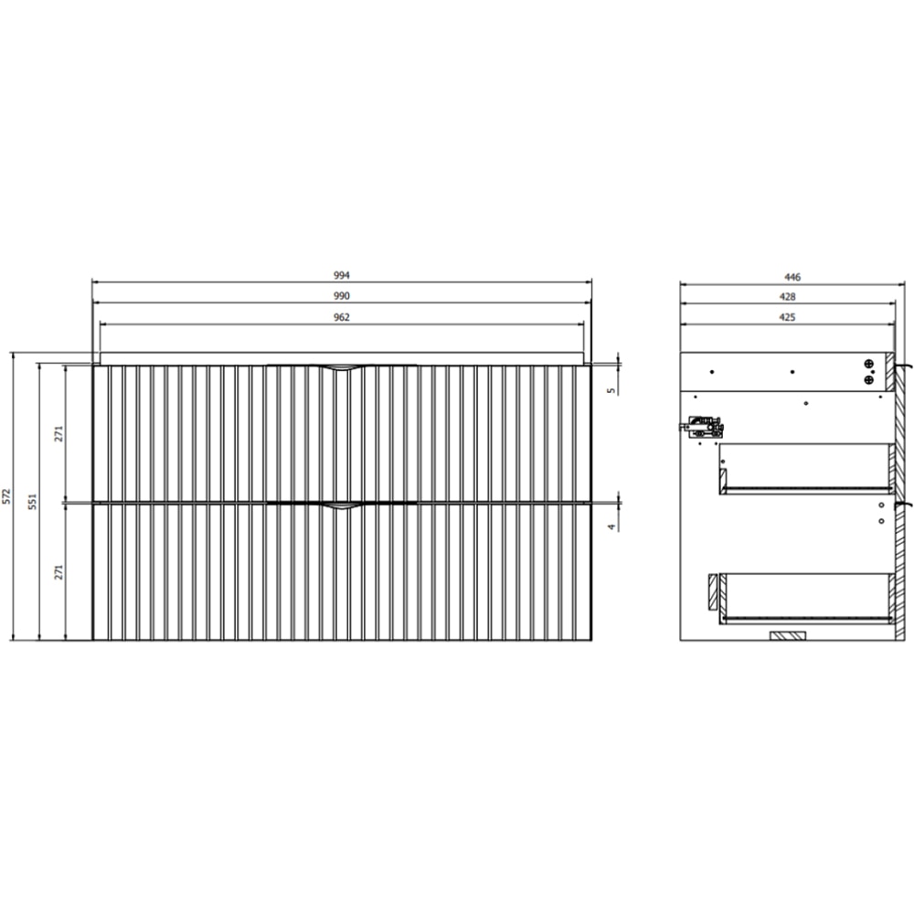 Set masca si lavoar Cersanit Tirso Casmir, 99.4 x 44.6 x 57.2 cm, verde fiord