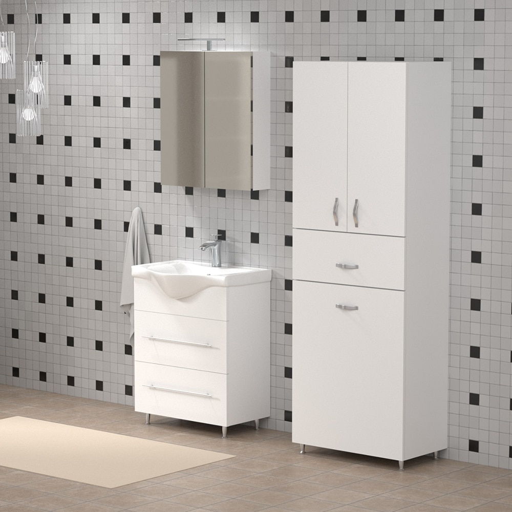 Dulap baie cu oglinda Woodart Medeea, 60 x 15 x 68 cm, alb