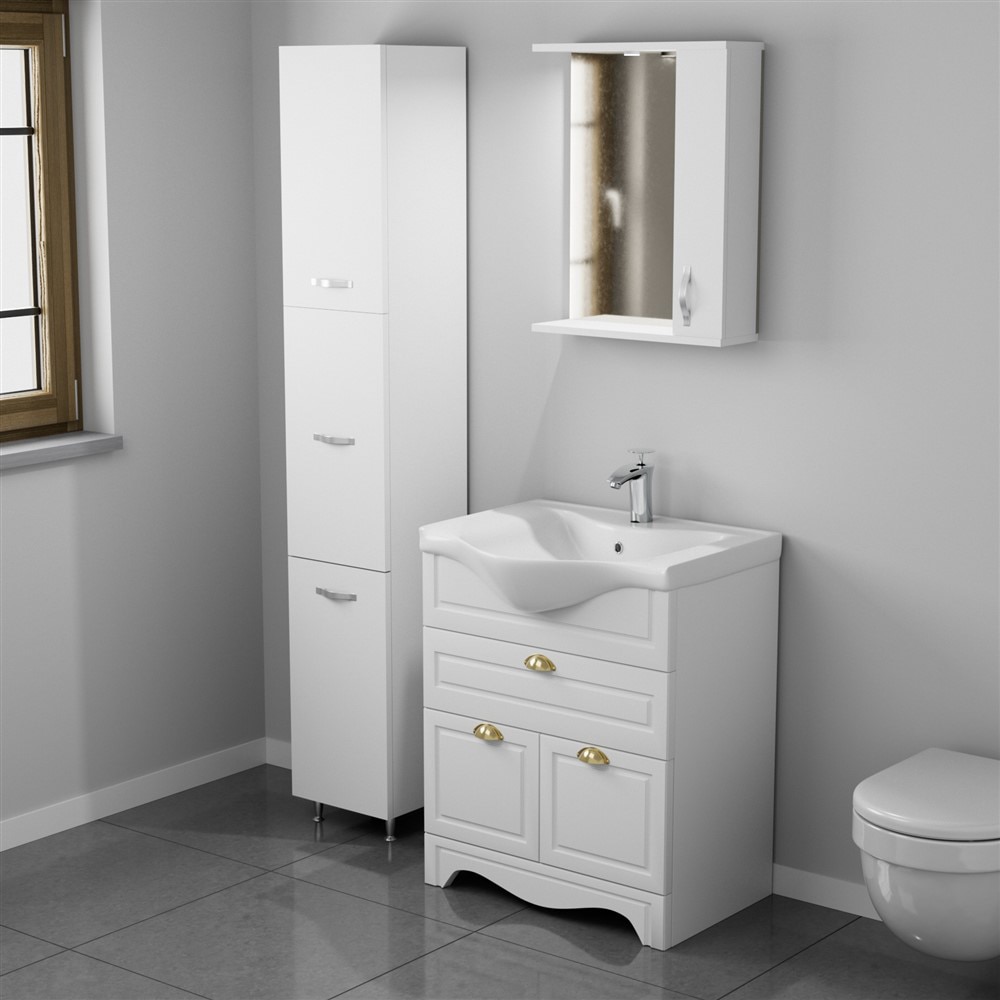 Oglinda baie cu dulap Woodart Loca, 60 x 14 x 60 cm, alb