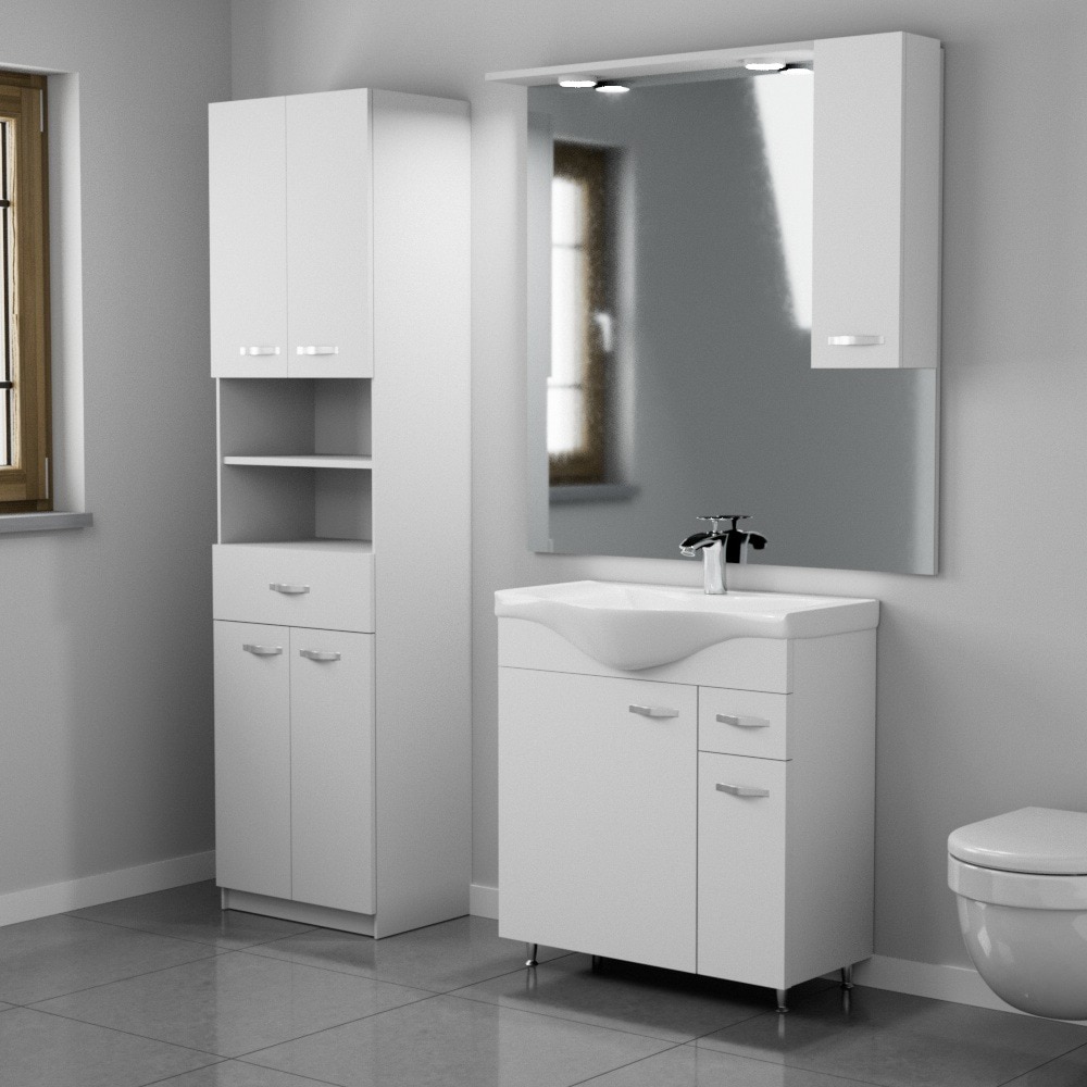 Oglinda baie cu dulap Woodart Vera, 65 x 15 x 105 cm, alb