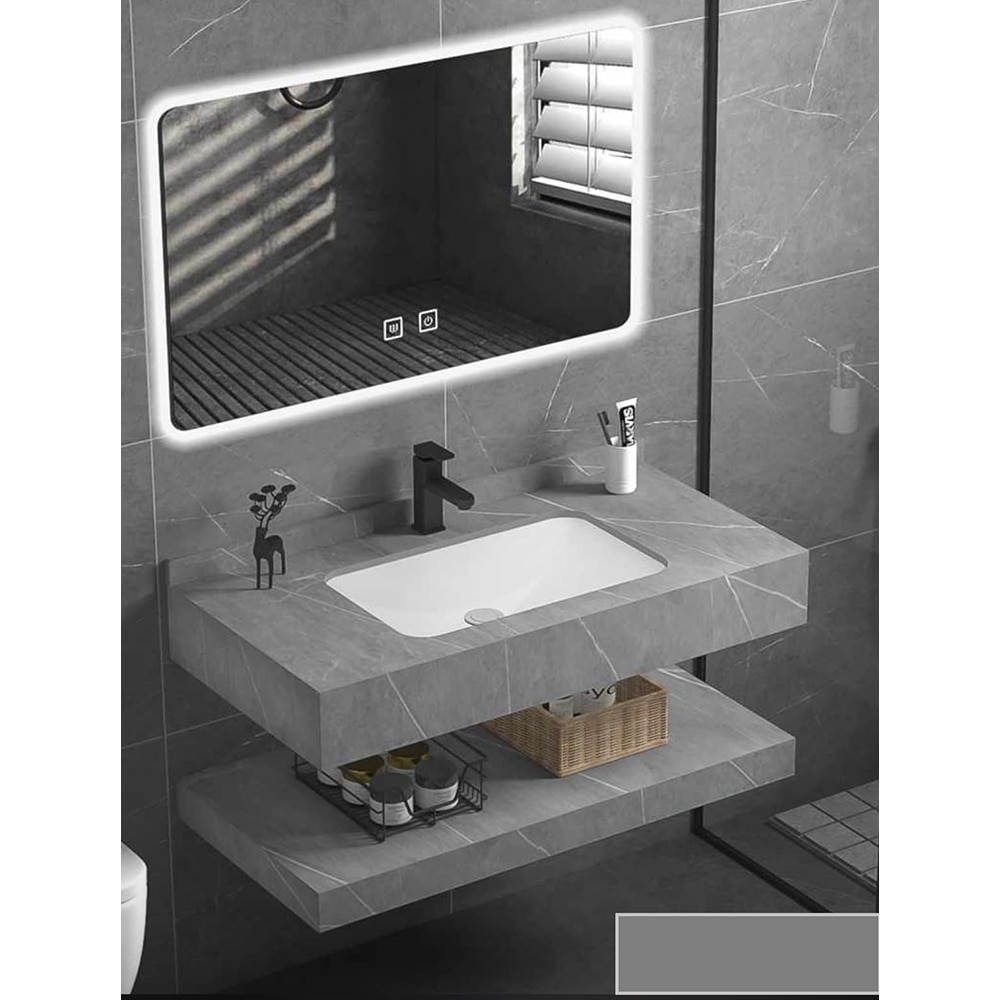 Set mobilier baie SANDONNA Lumi, 80 x 50 x 15 cm, gri