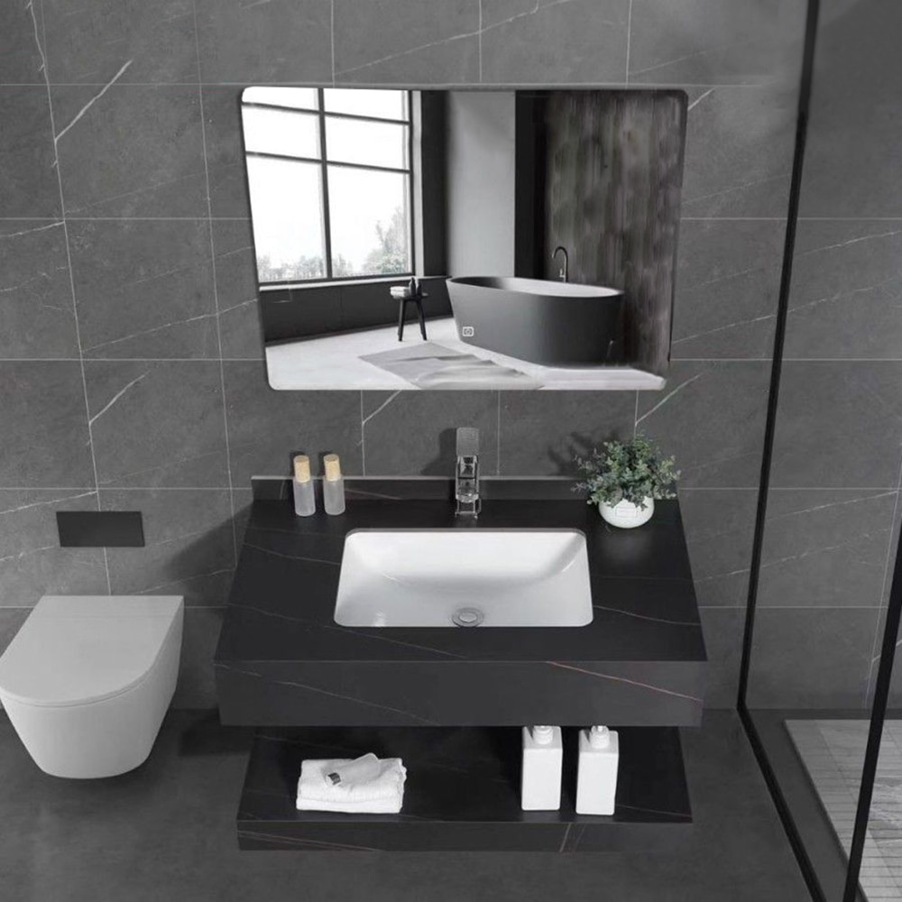 Set mobilier baie SANDONNA Lumi, 80 x 50 x 15 cm, negru