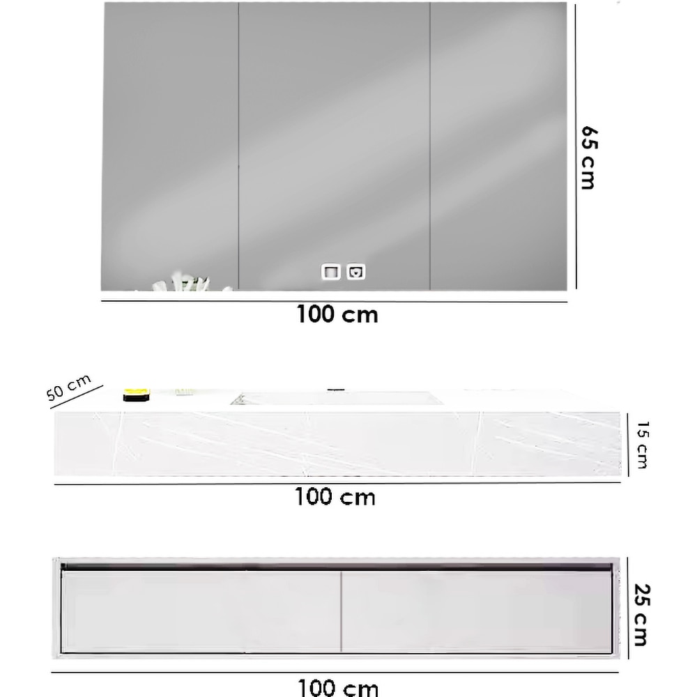 Set mobilier baie SANDONNA Nova, 100 x 50 x 15 cm, alb