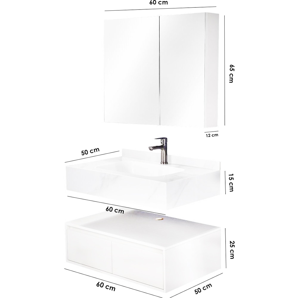 Set mobilier baie SANDONNA Nova, 60 x 50 x 15 cm, alb