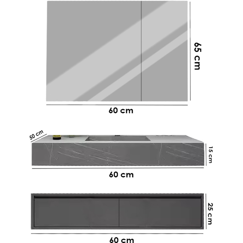 Set mobilier baie SANDONNA Nova, 60 x 50 x 15 cm, gri