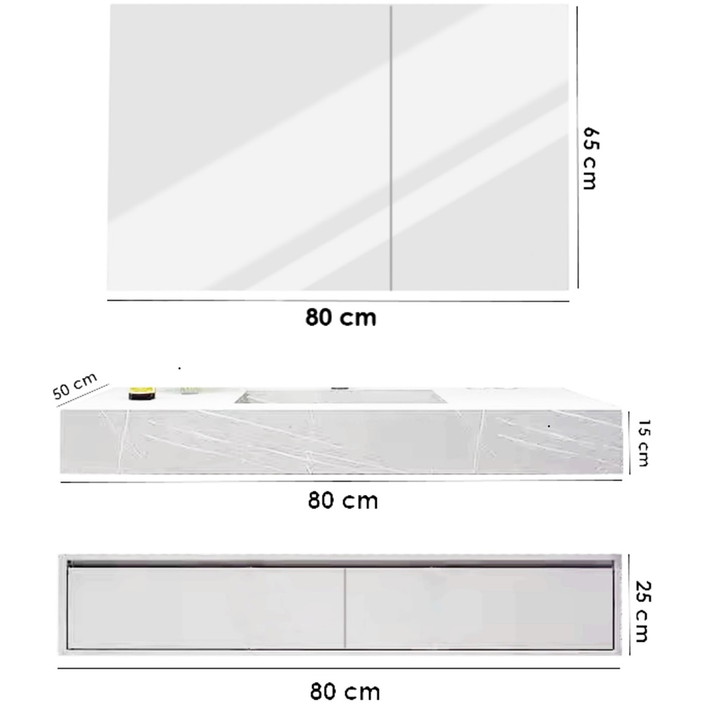 Set mobilier baie SANDONNA Nova, 80 x 50 x 15 cm, alb
