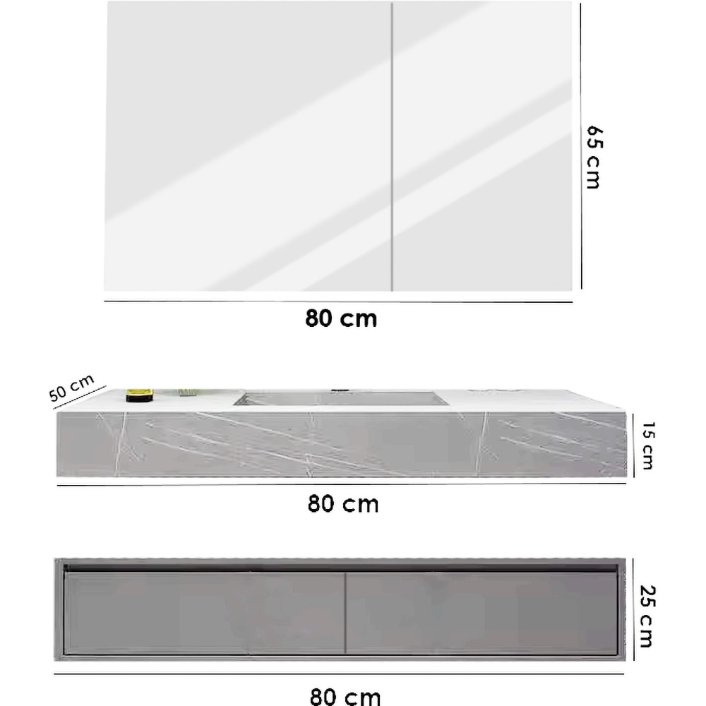 Set mobilier baie SANDONNA Nova, 80 x 50 x 15 cm, gri