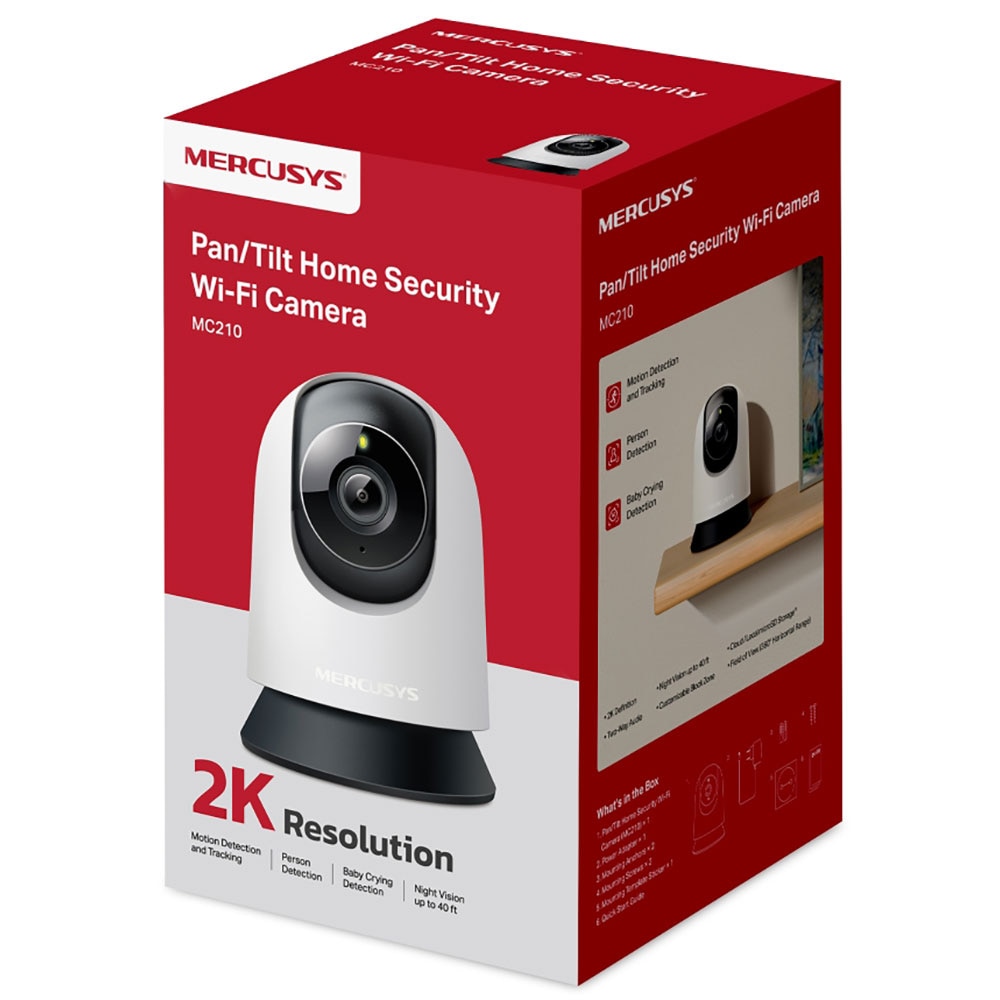 Camera IP Wireless MERCUSYS MC210, 1296p, IR, Night Vision, Alb