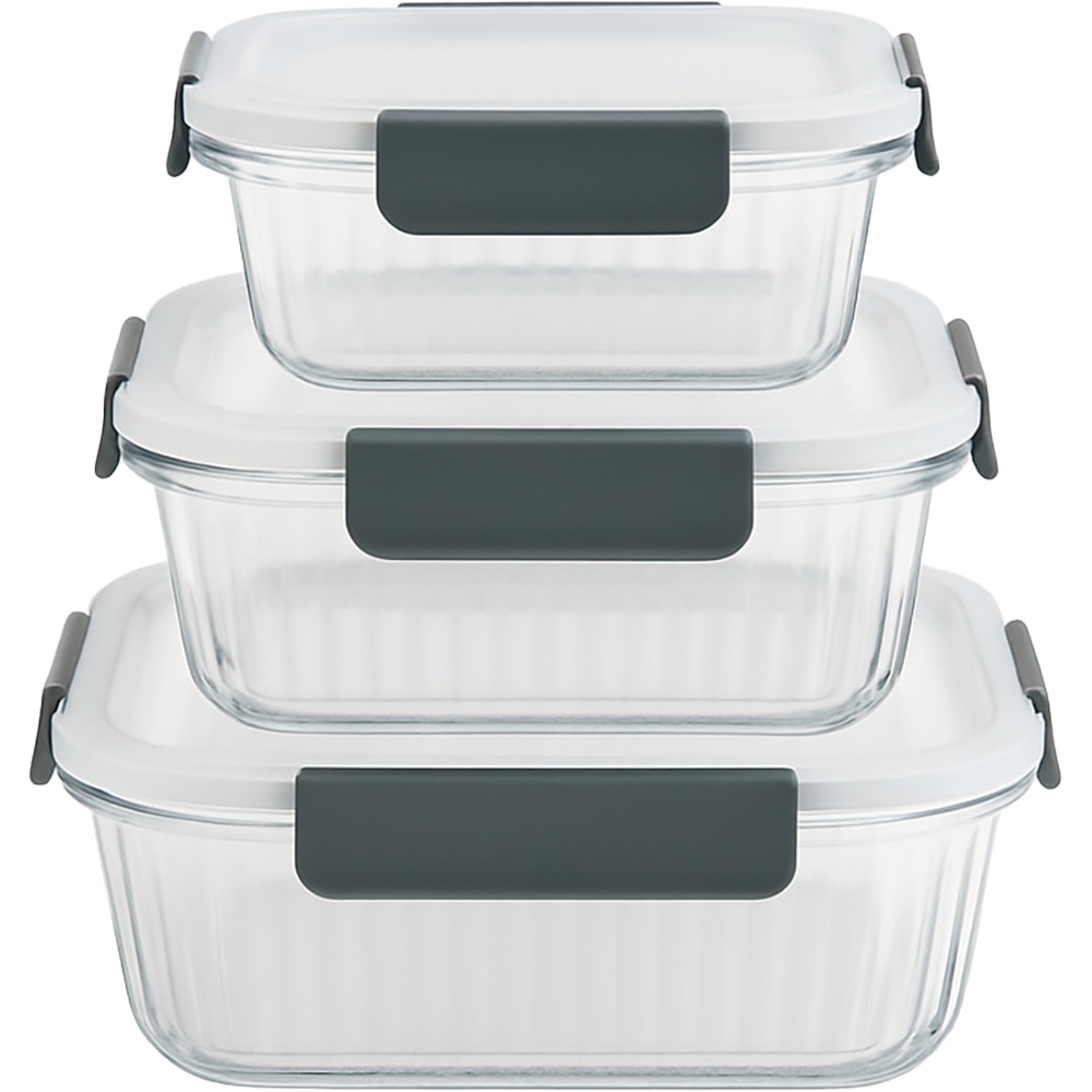 Set caserole MYRIA MC4059, 3 piese, 0.31 - 0.8l, sticla, transparent