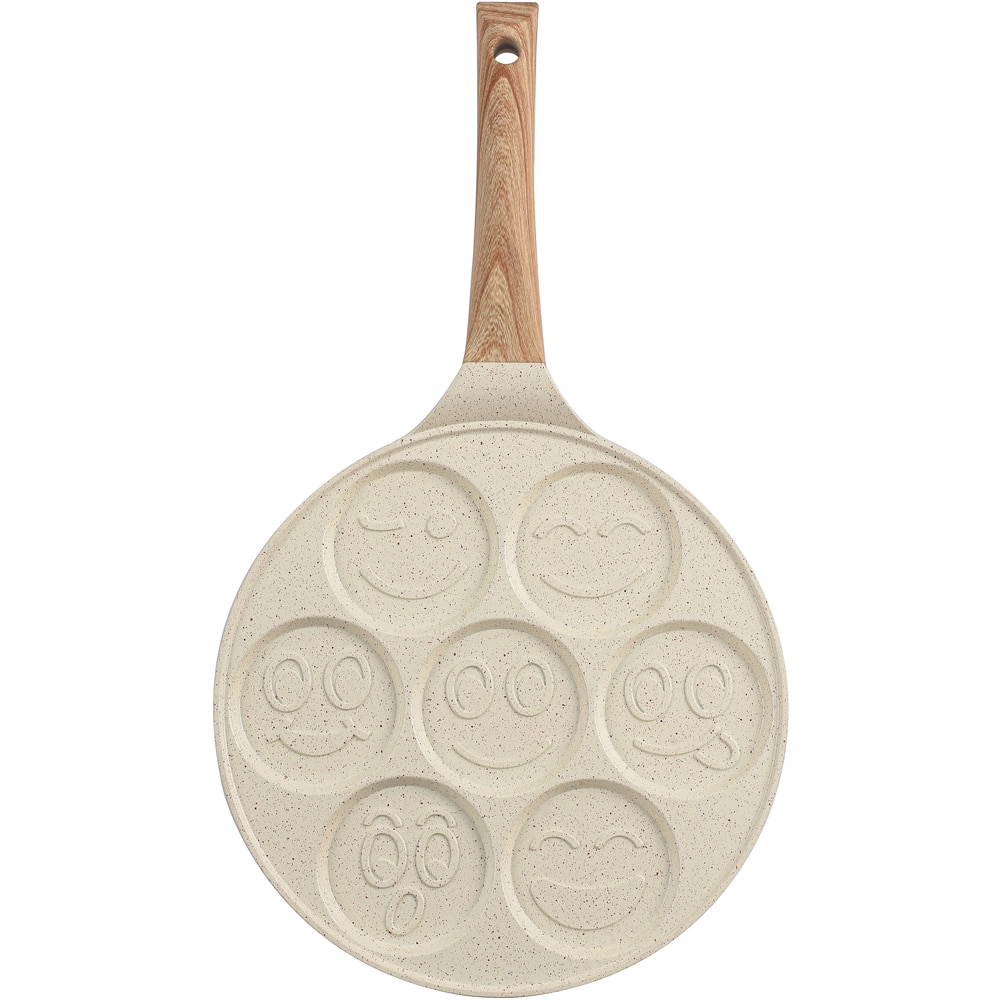 Tigaie clatite MYRIA MC4072, 26 cm, aluminiu, 7 forme emoji, bej