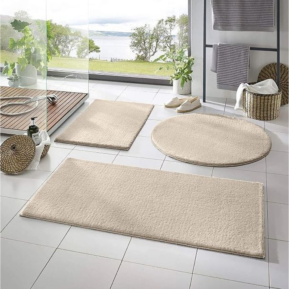 Set 3 covorase baie Mila Home, 50 x 90 cm, 50 x 60 cm, 50 x 50 cm, bej