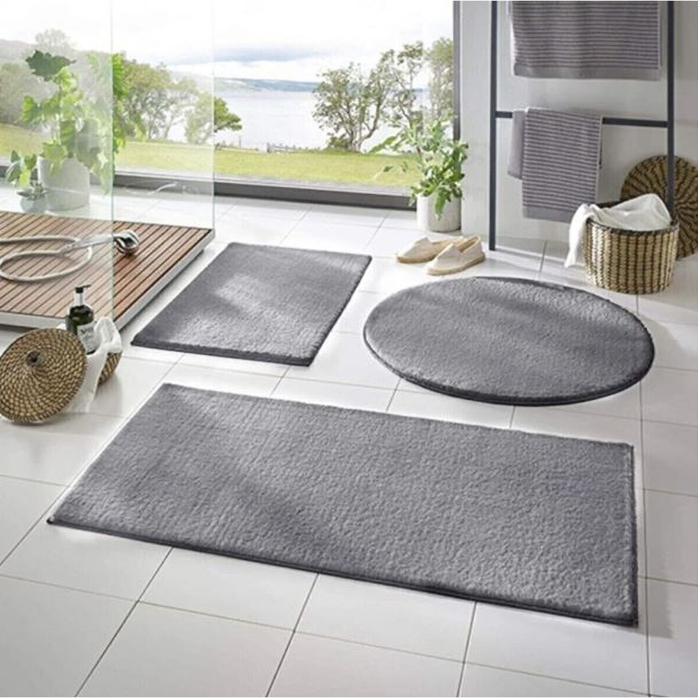 Set 3 covorase baie Mila Home, 50 x 90 cm, 50 x 60 cm, 50 x 50 cm, gri