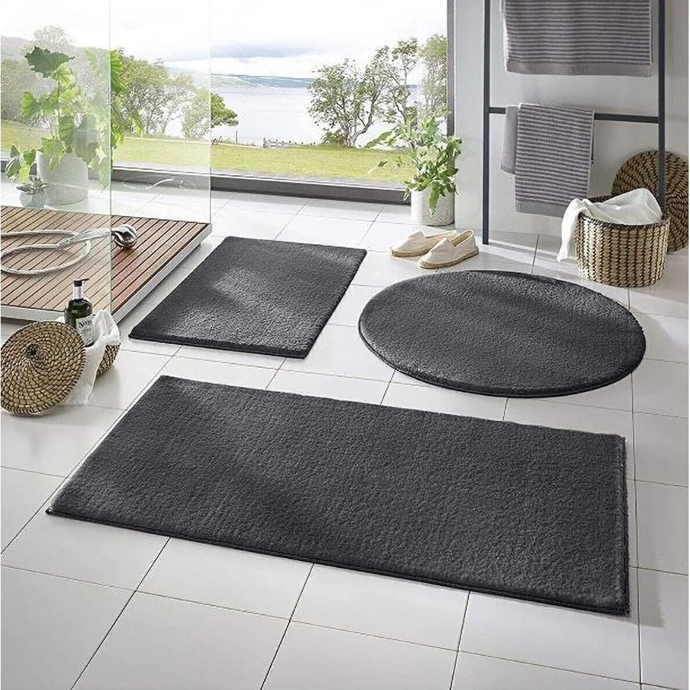 Set 3 covorase baie Mila Home, 50 x 90 cm, 50 x 60 cm, 50 x 50 cm, antracit