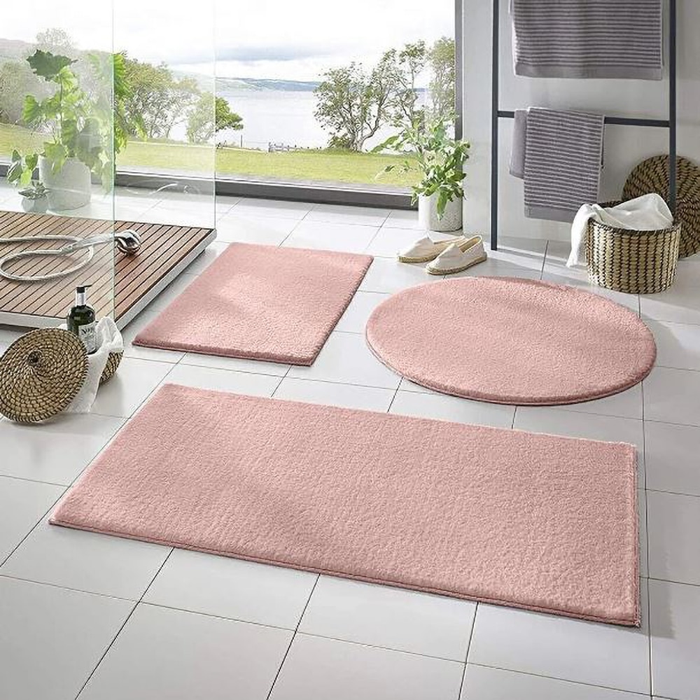 Set 3 covorase baie Mila Home, 50 x 90 cm, 50 x 60 cm, 50 x 50 cm, roz