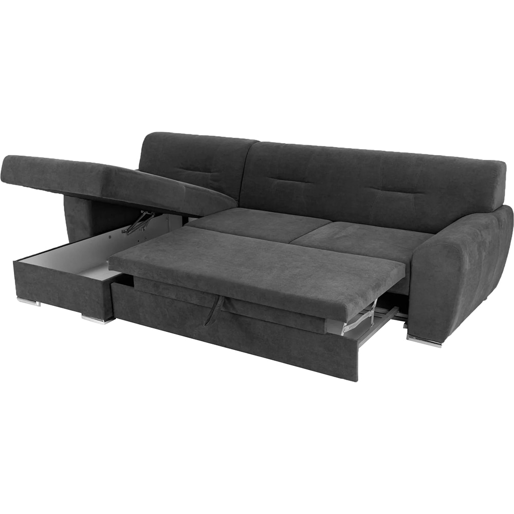 Coltar extensibil pe dreapta Astoria, 3 locuri, lada depozitare, 281 x 85 x 168 cm, gri inchis