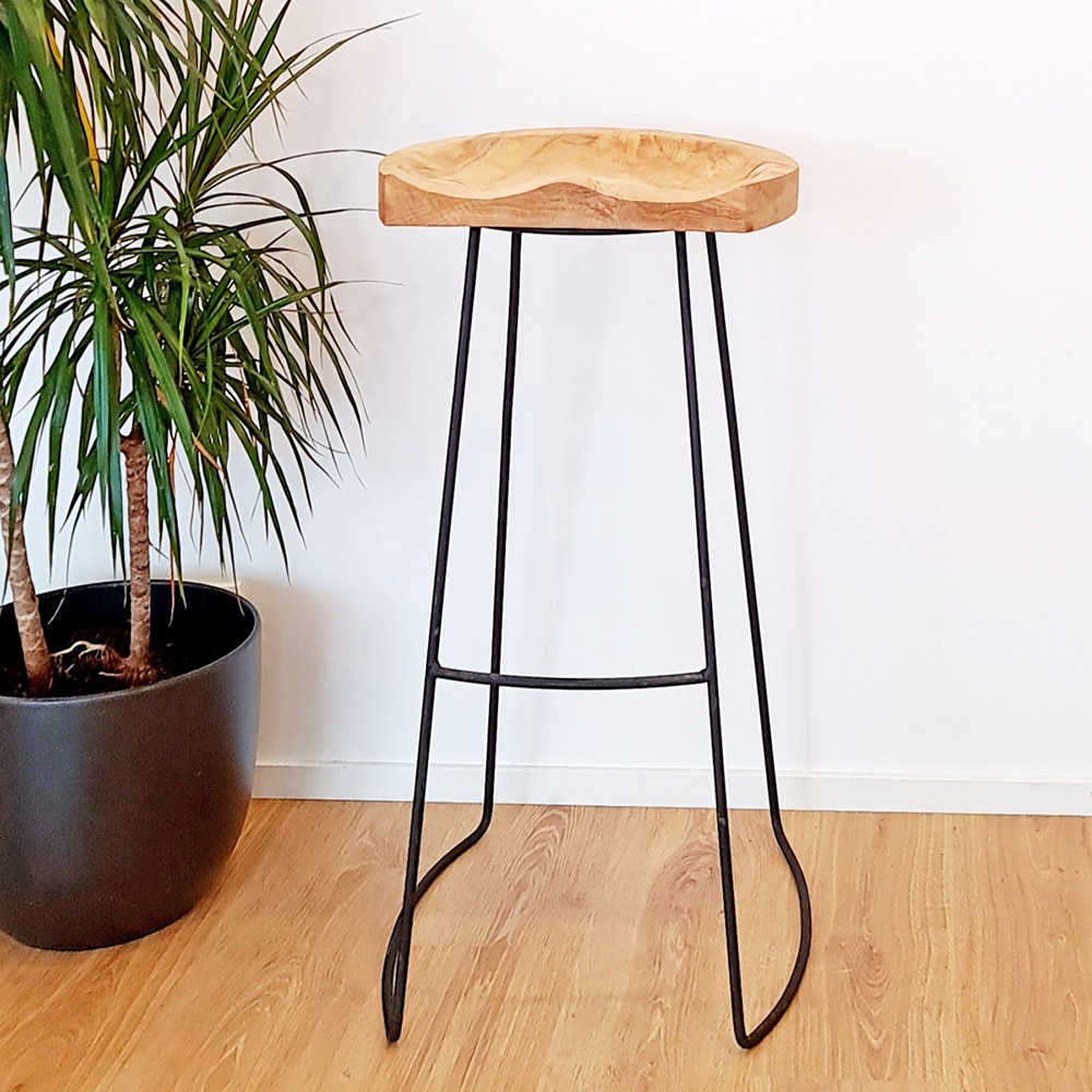 Scaun bar J11302260, 40 x 32 x 79 cm, maro deschis