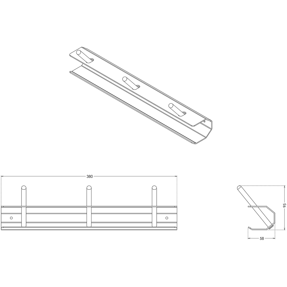 Cuier perete Jaw, 38 cm, gri inchis
