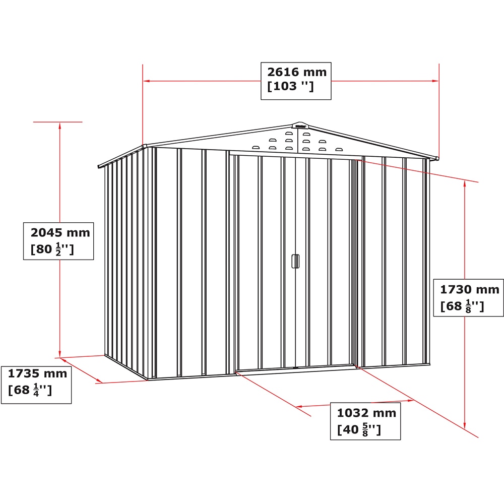 Casuta gradina DURAMAX Top 8X6, otel, 261.6 x 183 x 204.5 cm, maro
